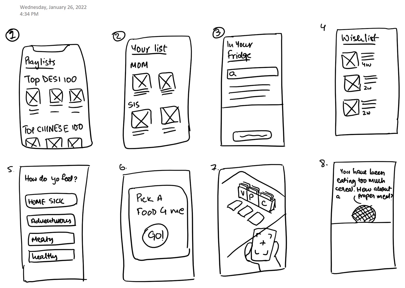 Crazy 8 sketch exploration