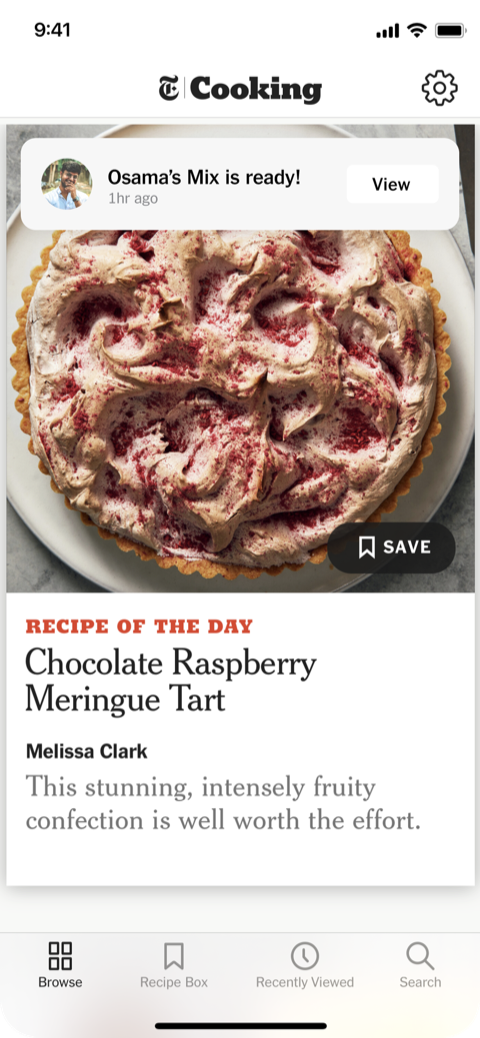 Receiving the recipe mix and leaving comments