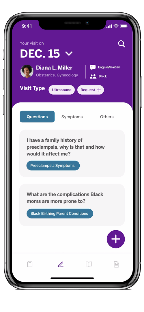 Recording pre-visit notes with symptoms and questions